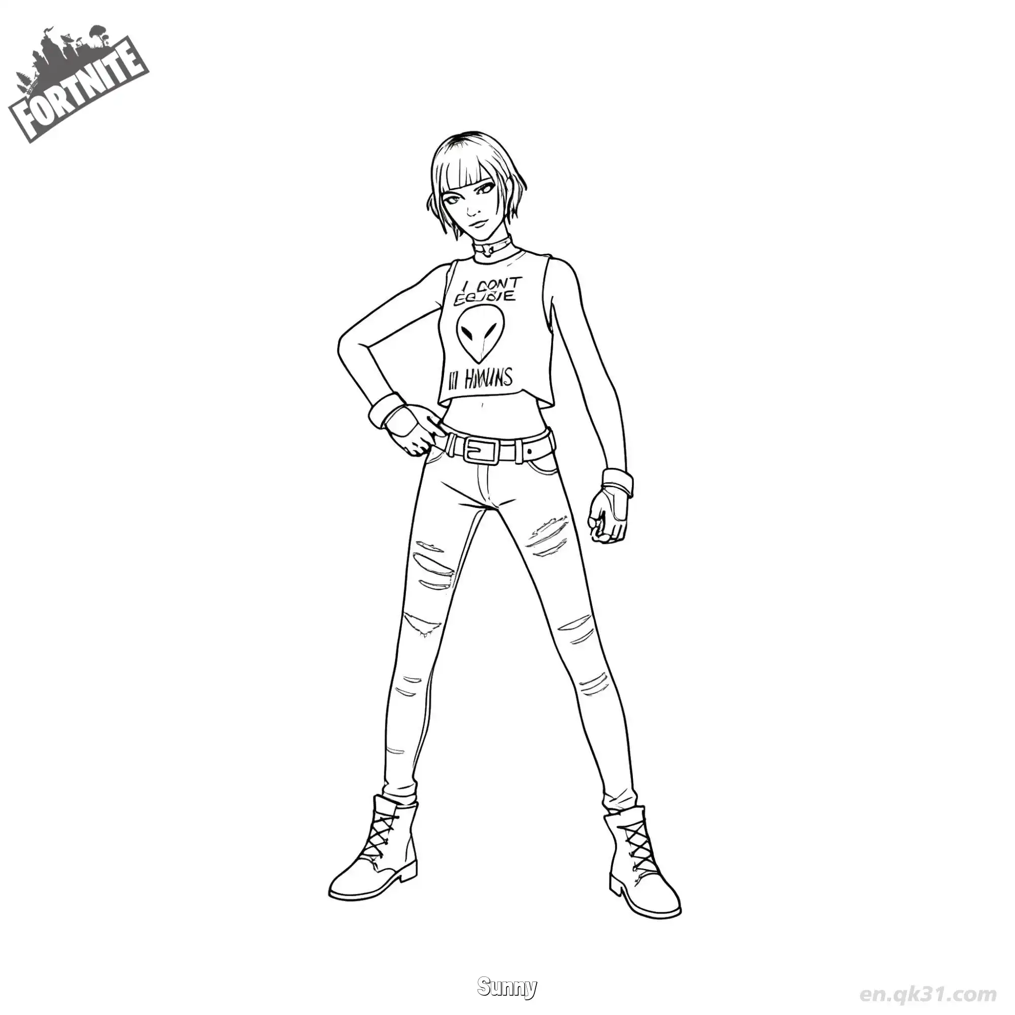 免费 桑妮 02简笔画 素描 涂鸦 - 免费可打印堡垒之夜 下载PDF 简笔画涂色页